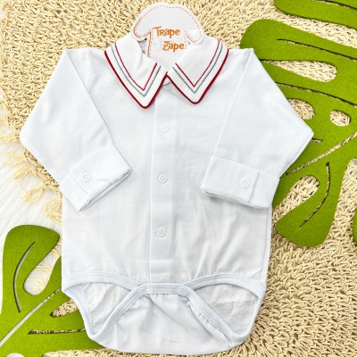 Body gola bordada Vermelho e Verde- MANGA LONGA